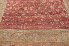 19th Century Oushak Square Rug in Red & Yellow-Green 13'6 x 14'8