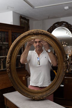 19th Century Oval American Sand Gilt Oval Portrait Frame