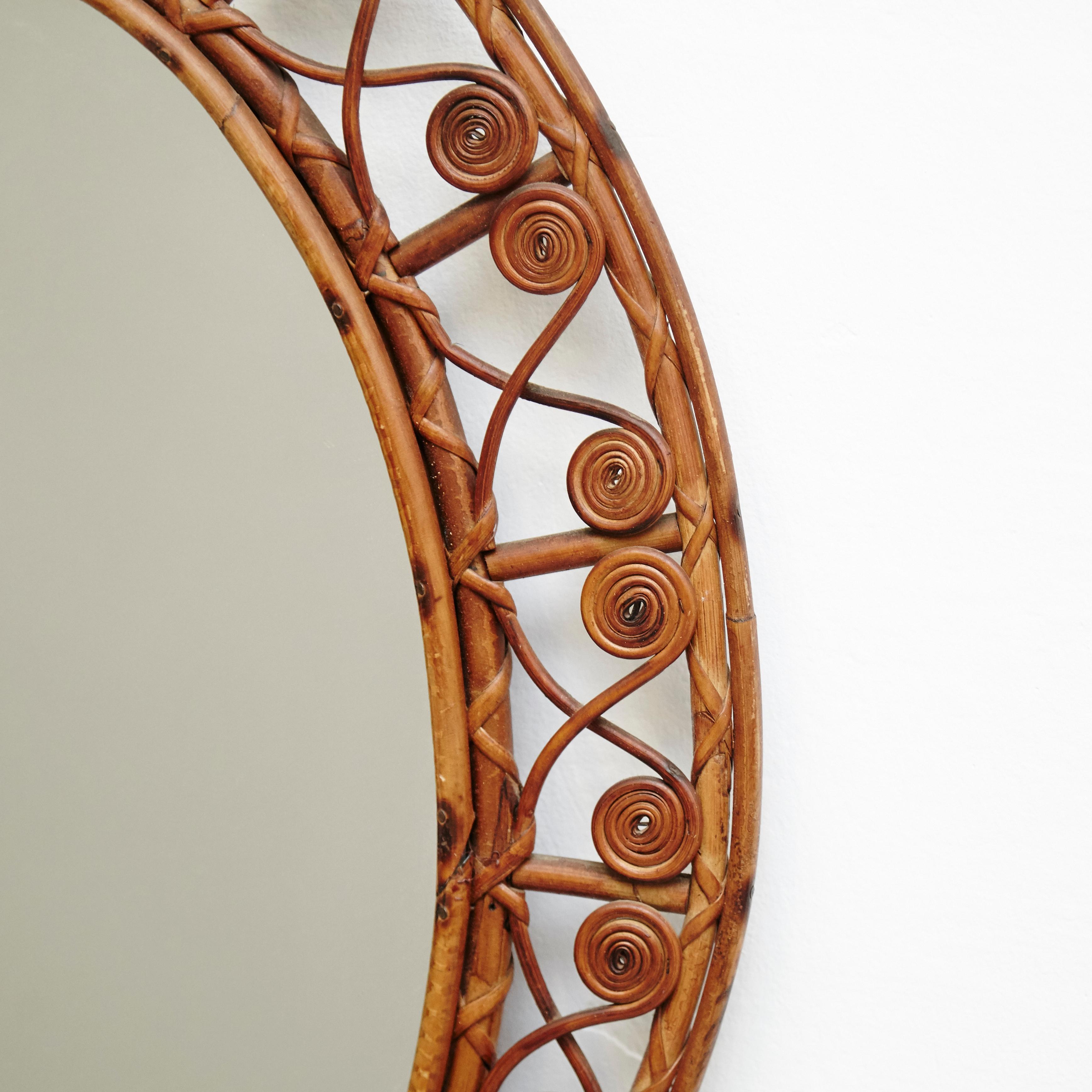 19th Century Oval Antique Rattan Wall Mirror 2