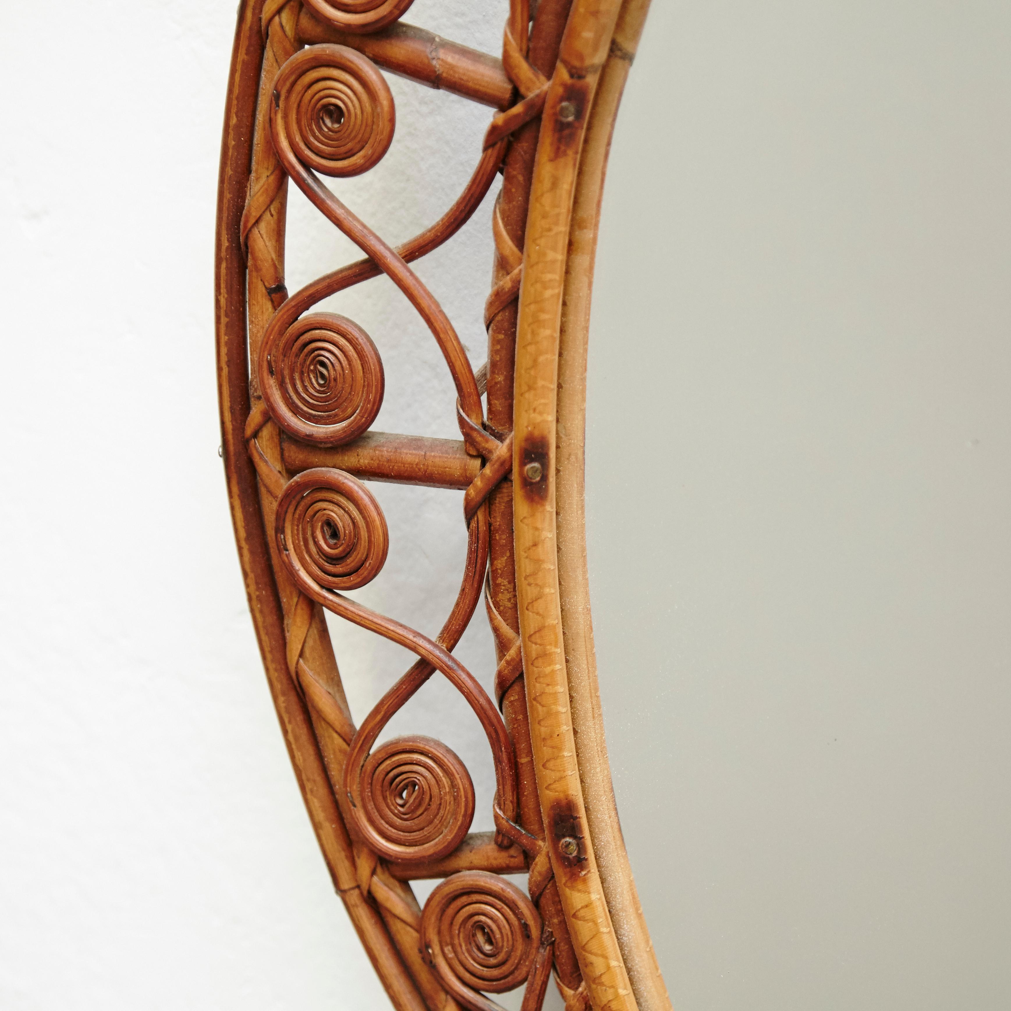 19th Century Oval Antique Rattan Wall Mirror 3