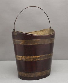 19th Century oval brass bound bucket