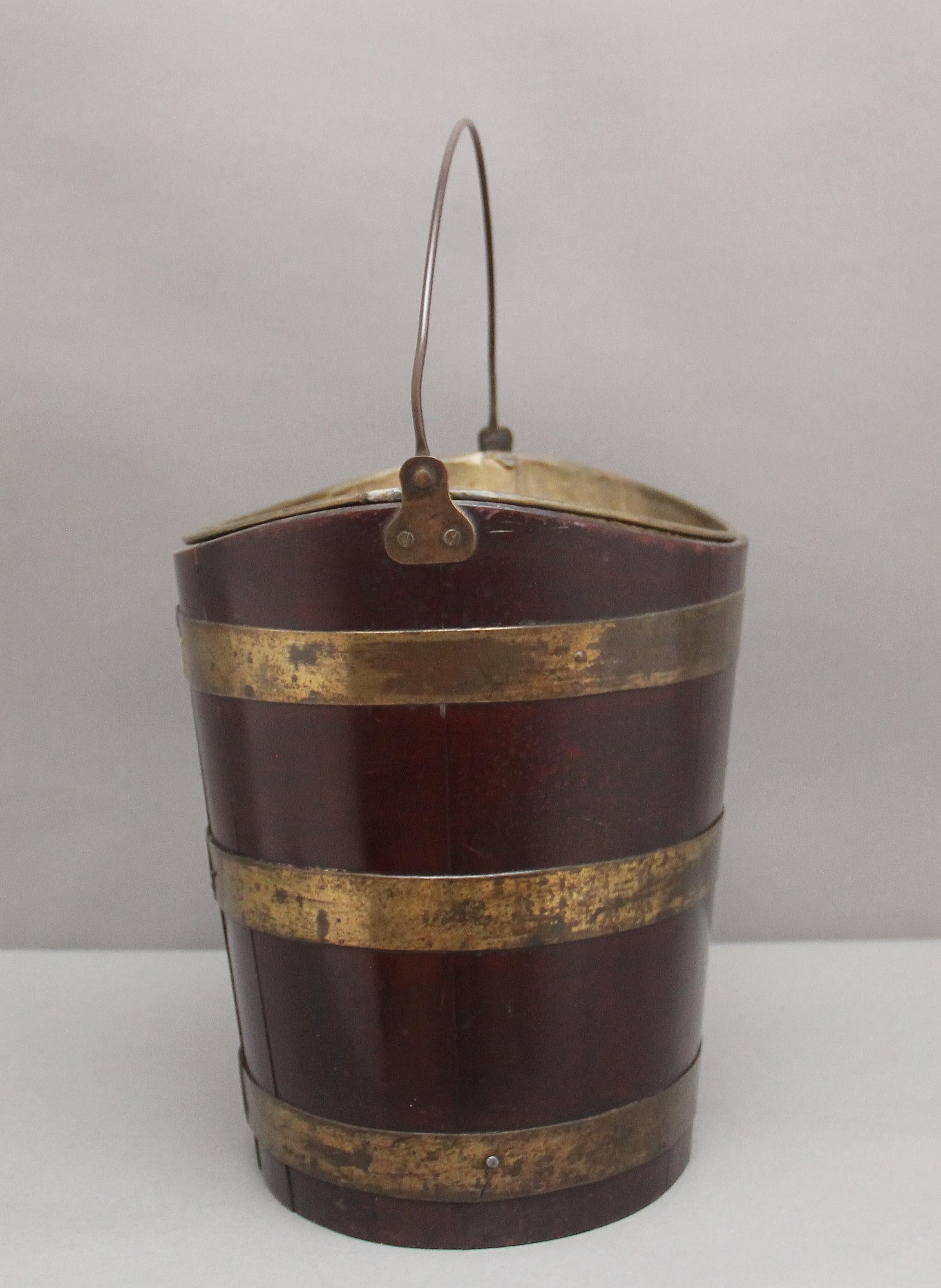 Victorian 19th Century oval brass bound bucket