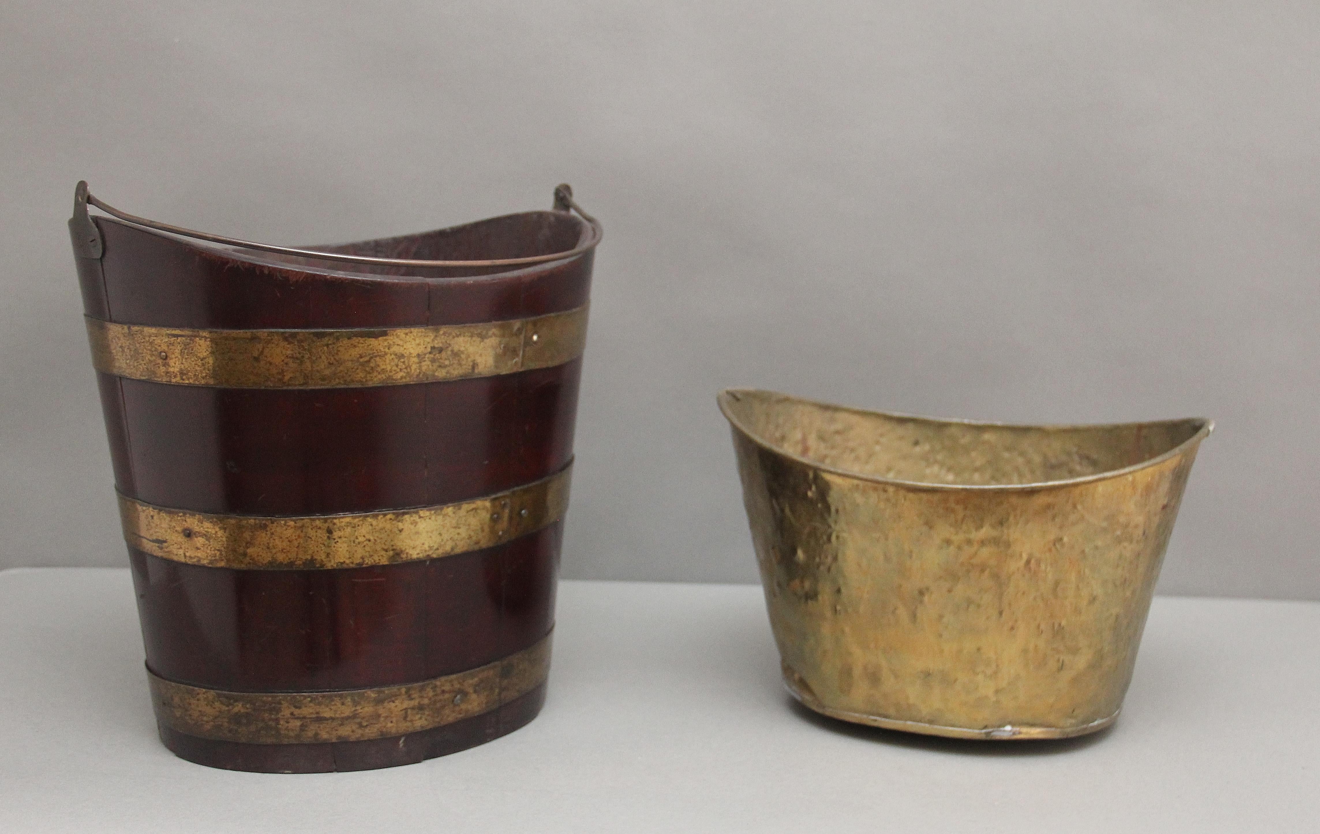 19th Century oval brass bound bucket 1