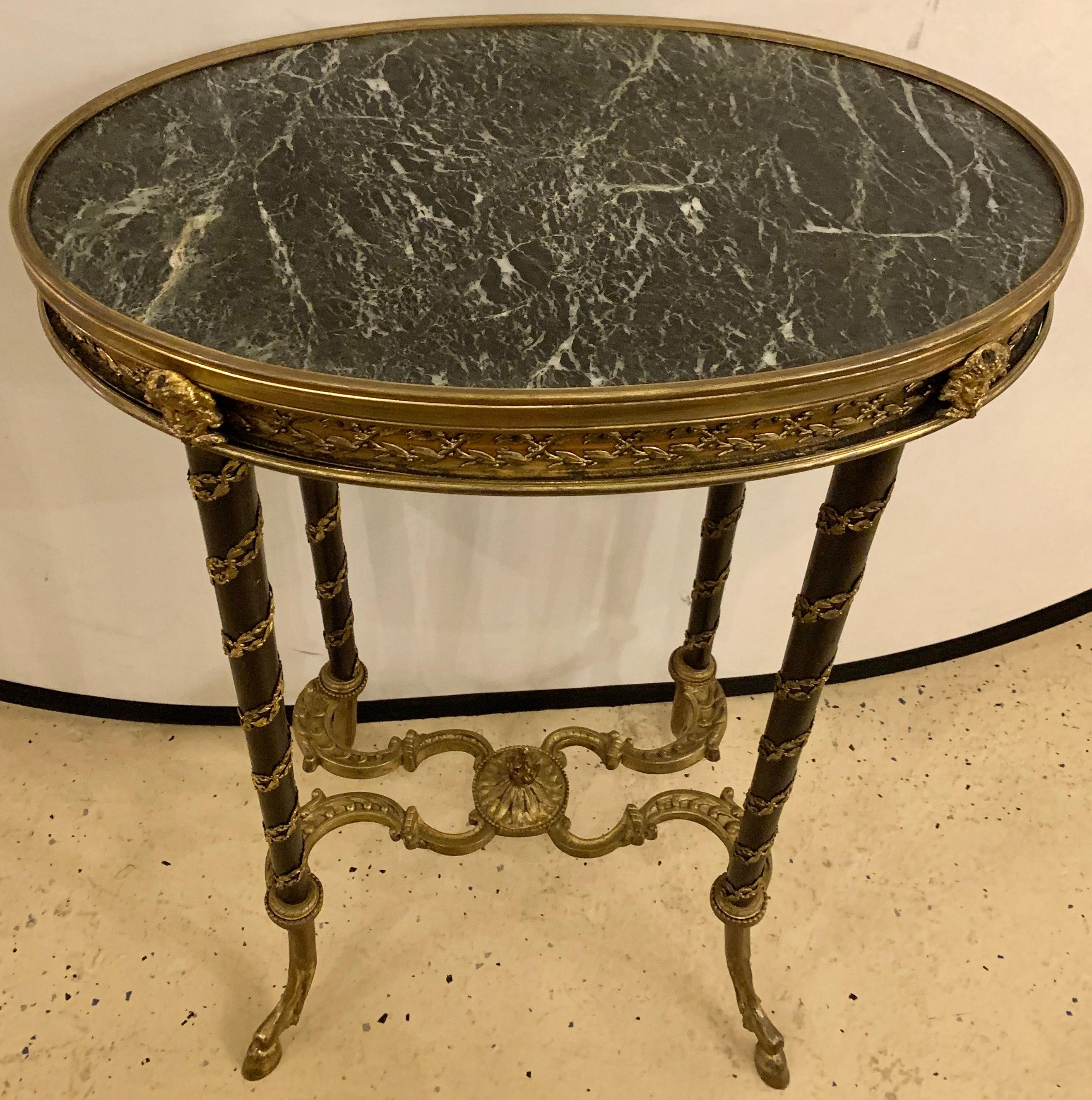 Marble-top oval French end Gueridon or Bouilliotte table finely bronze mounted

Greg
EXXX/ZZXA.