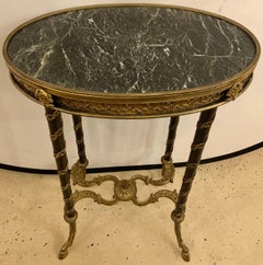 19th Century Oval French End Gueridon or Bouilliotte Table Finely Bronze Mounted