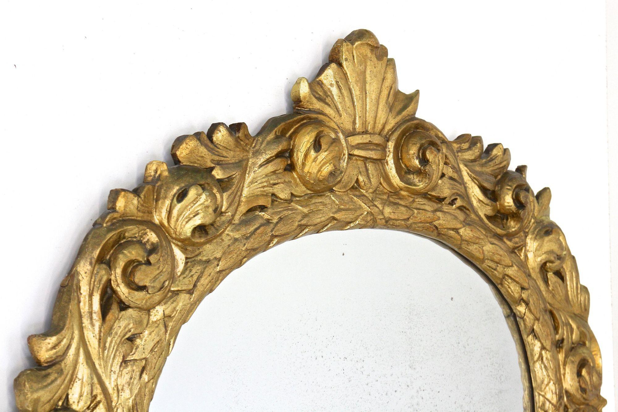 Miroir Florentine ovale et doré du 19e siècle, plaque de miroir d'origine, AT vers 1810 en vente 9