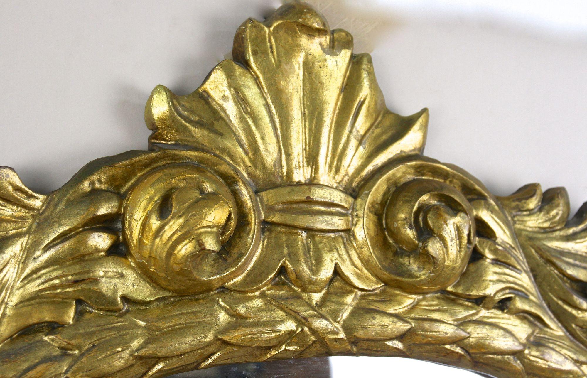 Miroir Florentine ovale et doré du 19e siècle, plaque de miroir d'origine, AT vers 1810 en vente 3