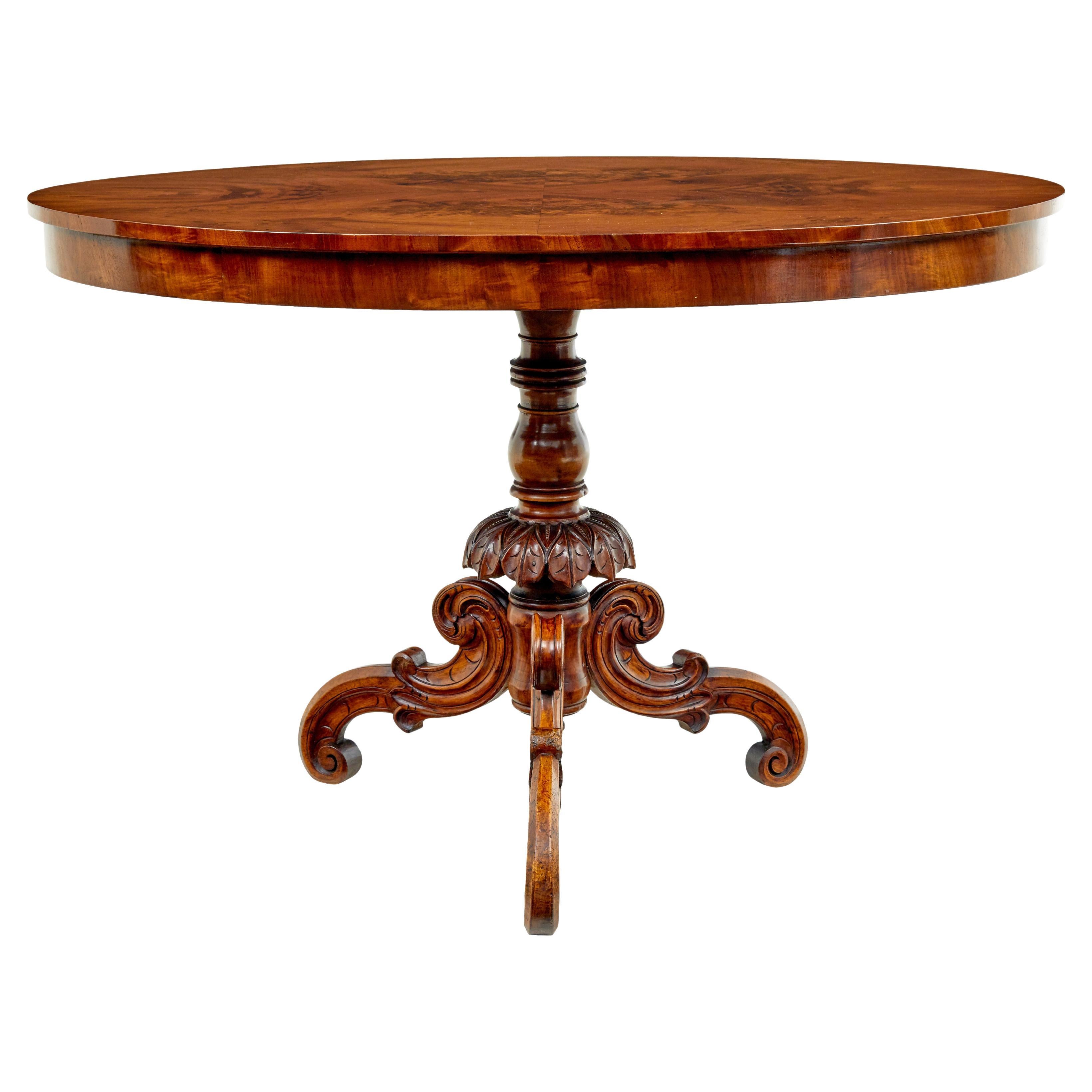 19th century oval hand carved side table