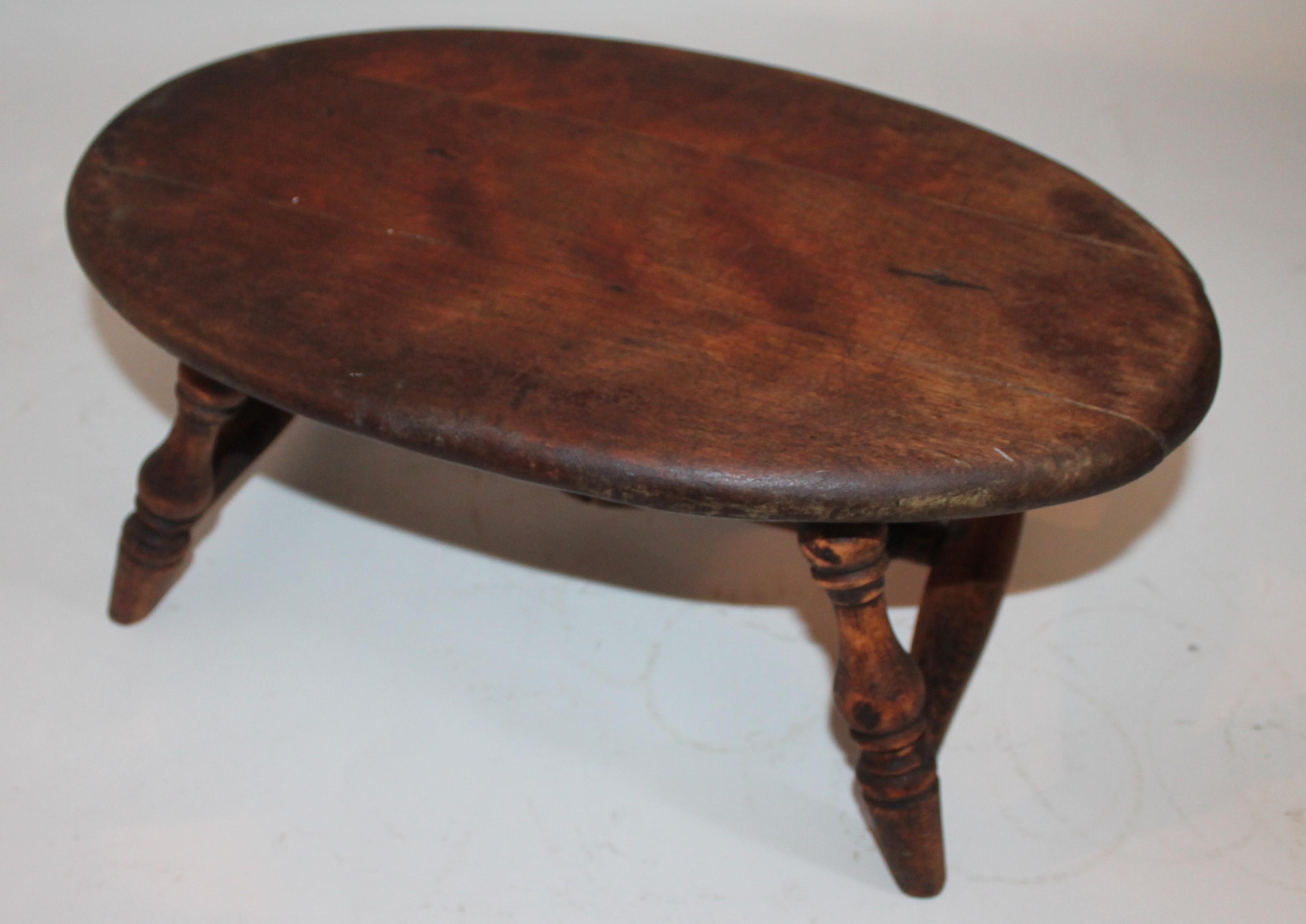 Adirondack 19th Century Oval Hitchcock Foot Stool from New England
