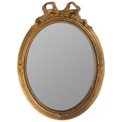 19th Century Oval Mirror - Louis XVI Style - Gilded Gesso on Wood - Small