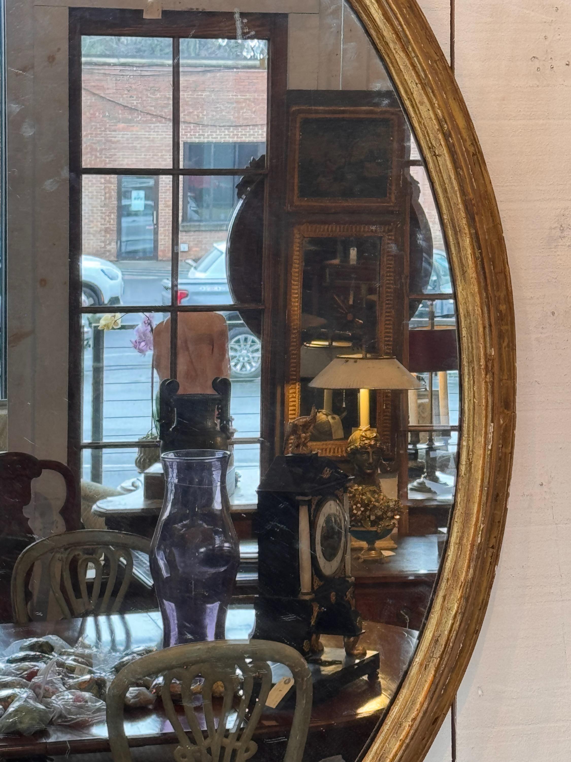 19th Century Oval Mirror With Giltwood Frame 1