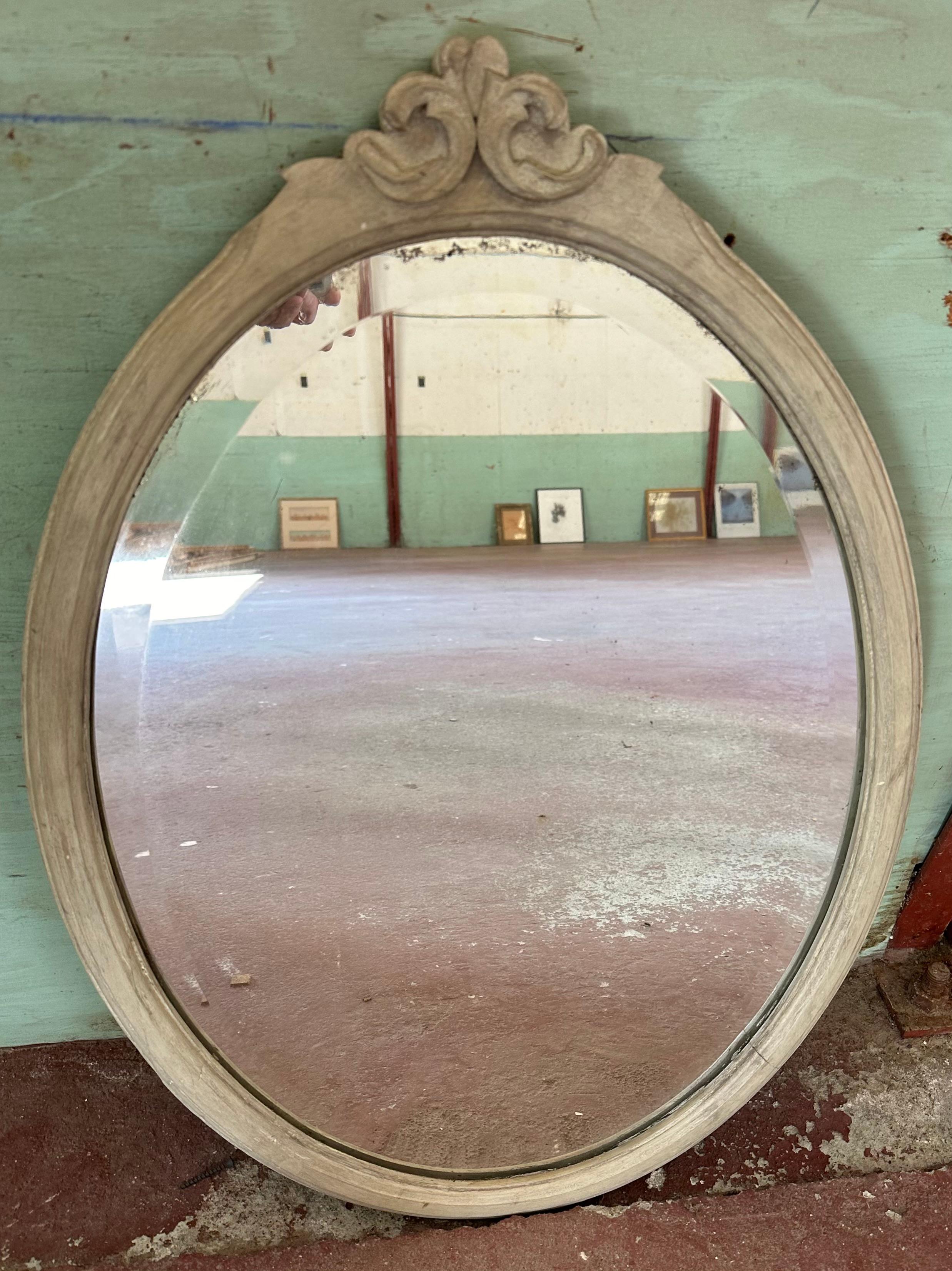 19th Century Oval Painted Mirror 1