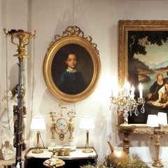 19th Century Oval Portrait of Aristocrat Girl in Gilded Frame