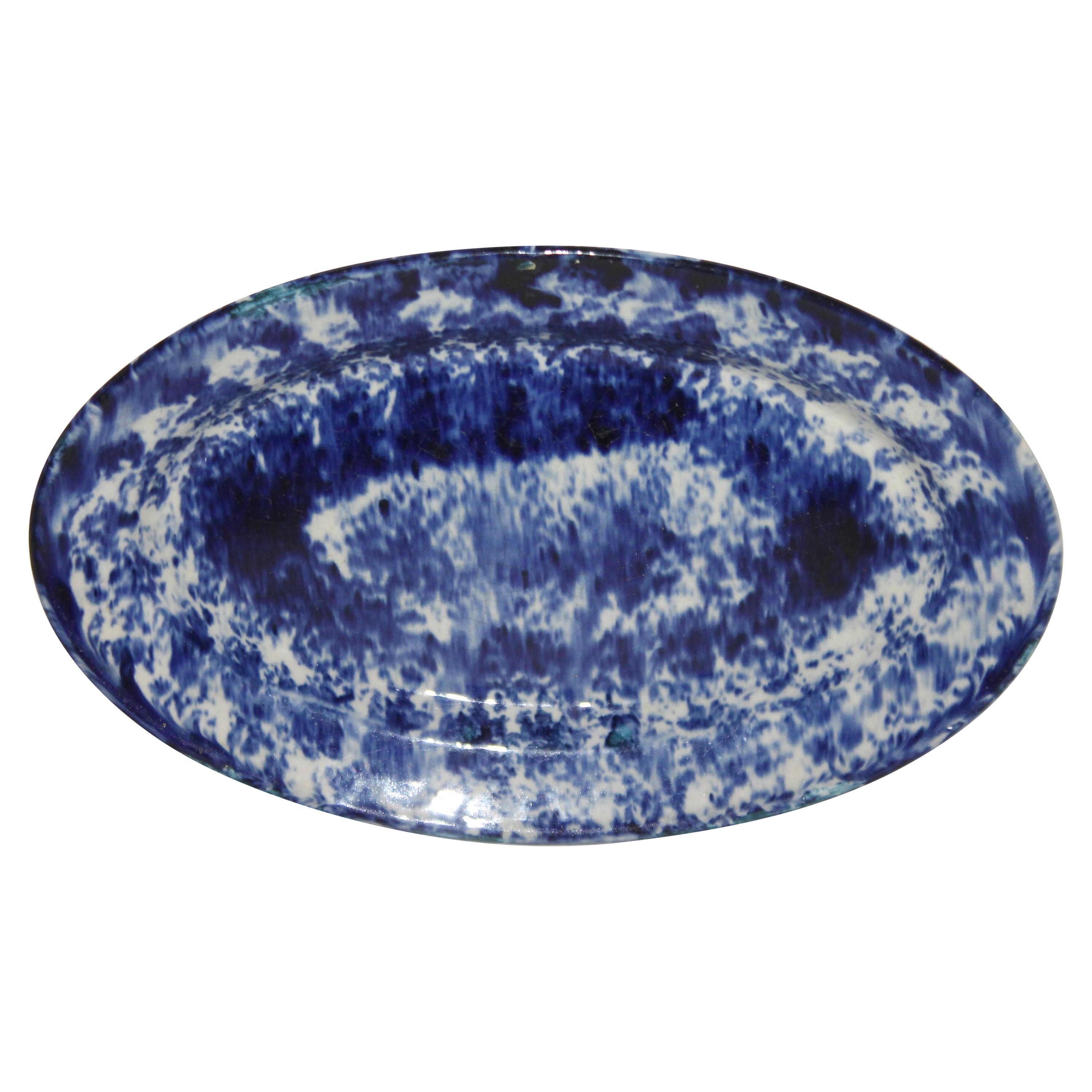 19th Century Oval Sponge Ware Serving Platter