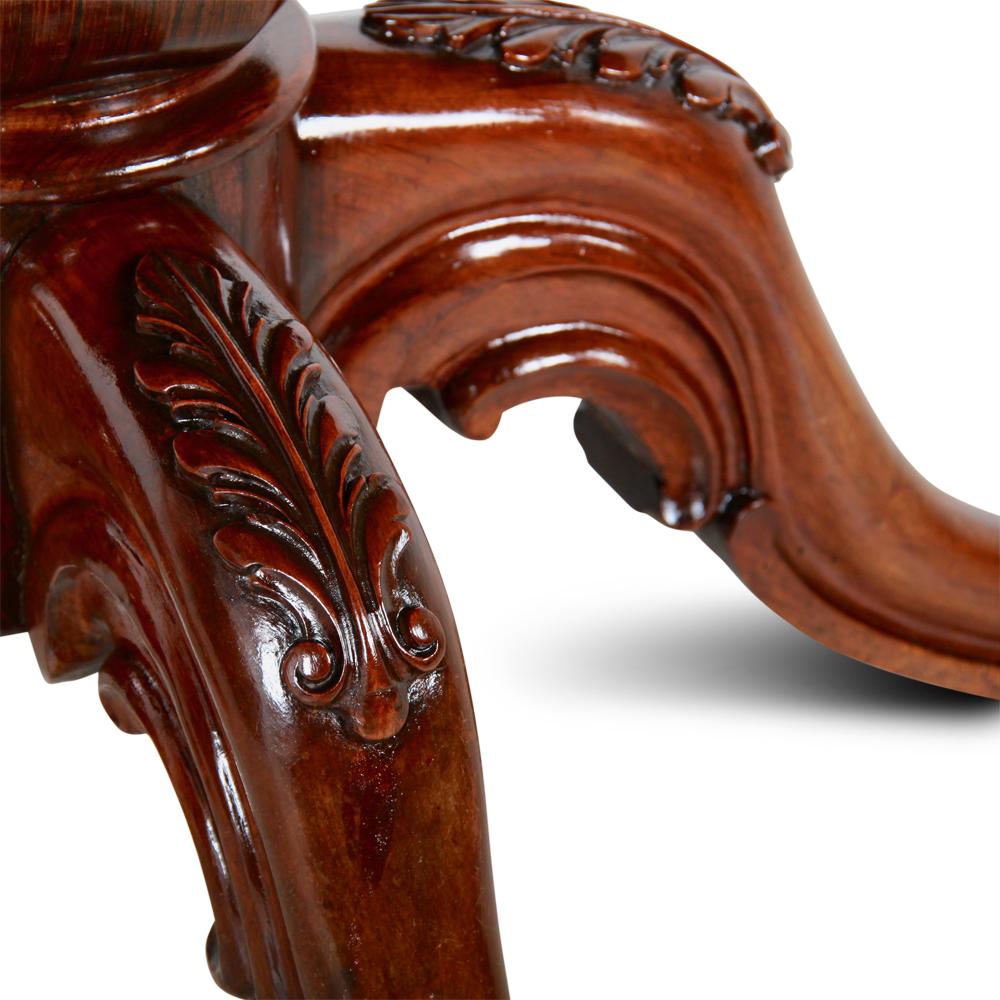 Hand-Carved 19th Century Oval Table with Single Pedestal Carved Base
