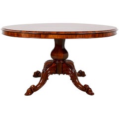 19th Century Oval Table with Single Pedestal Carved Base