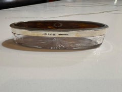 Ovaler Schildkrötenpanzer aus dem 19. Jahrhundert mit Glassockel und Herstellermarkierungen.