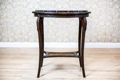 19th-Century Oval Walnut Coffee Table with Marble Top