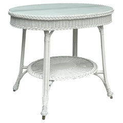 19th Century Oval Wicker Table, Glass Top, New England Reed Co.Boston Circa 1890