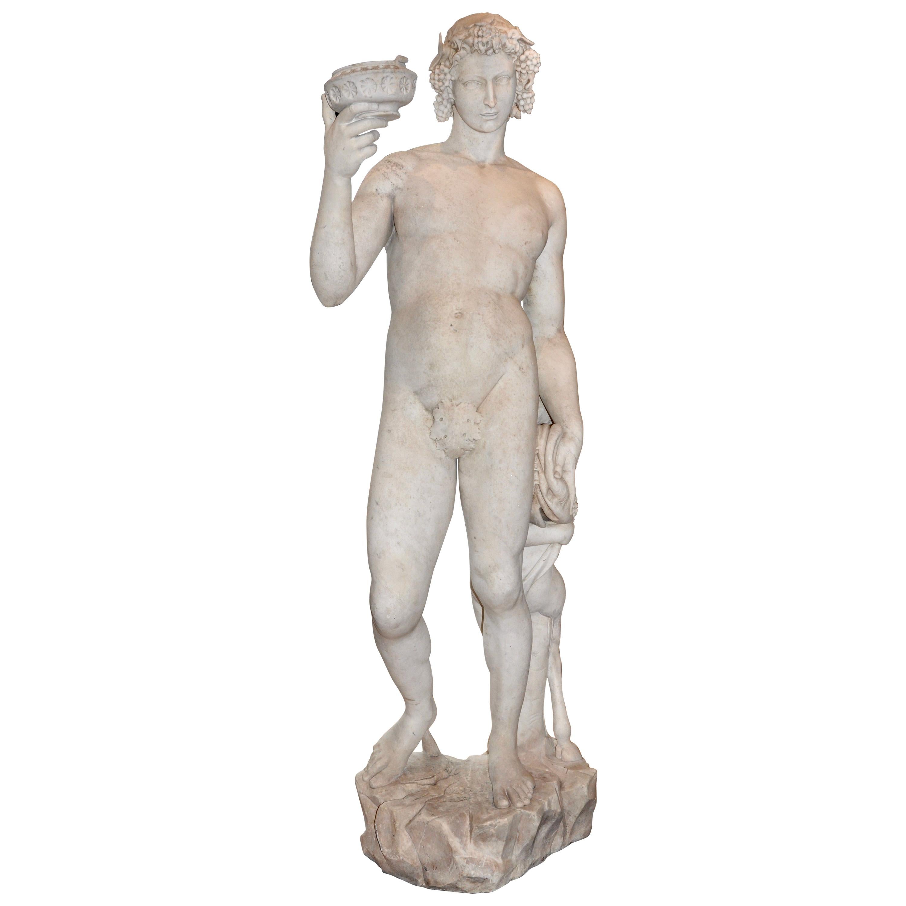 Mid-19th century over life-size carved marble statue of Michelangelo's 