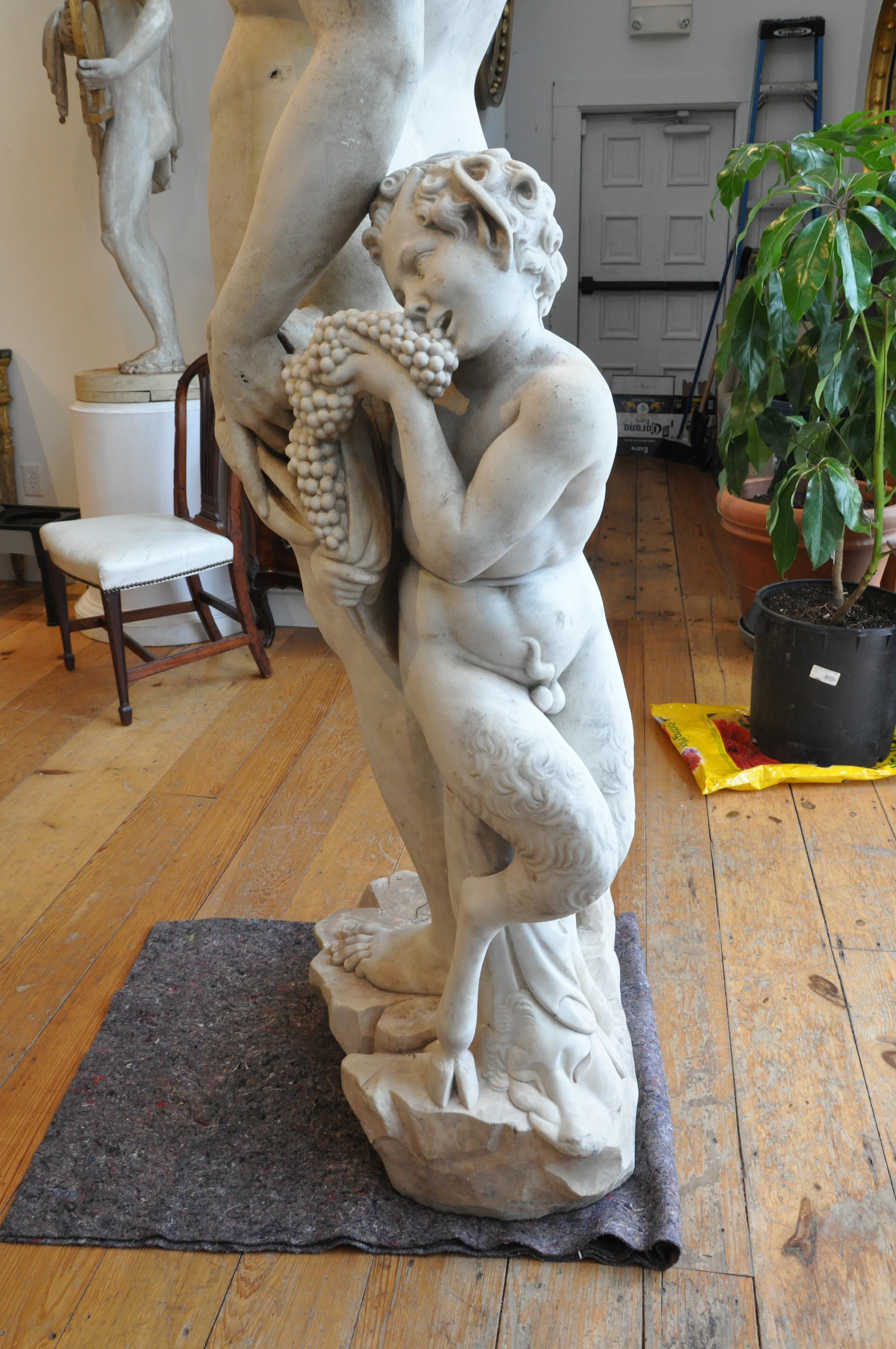 Carved 19th Century over Life-Size Marble Statue of Bacchus after Michelangelo For Sale