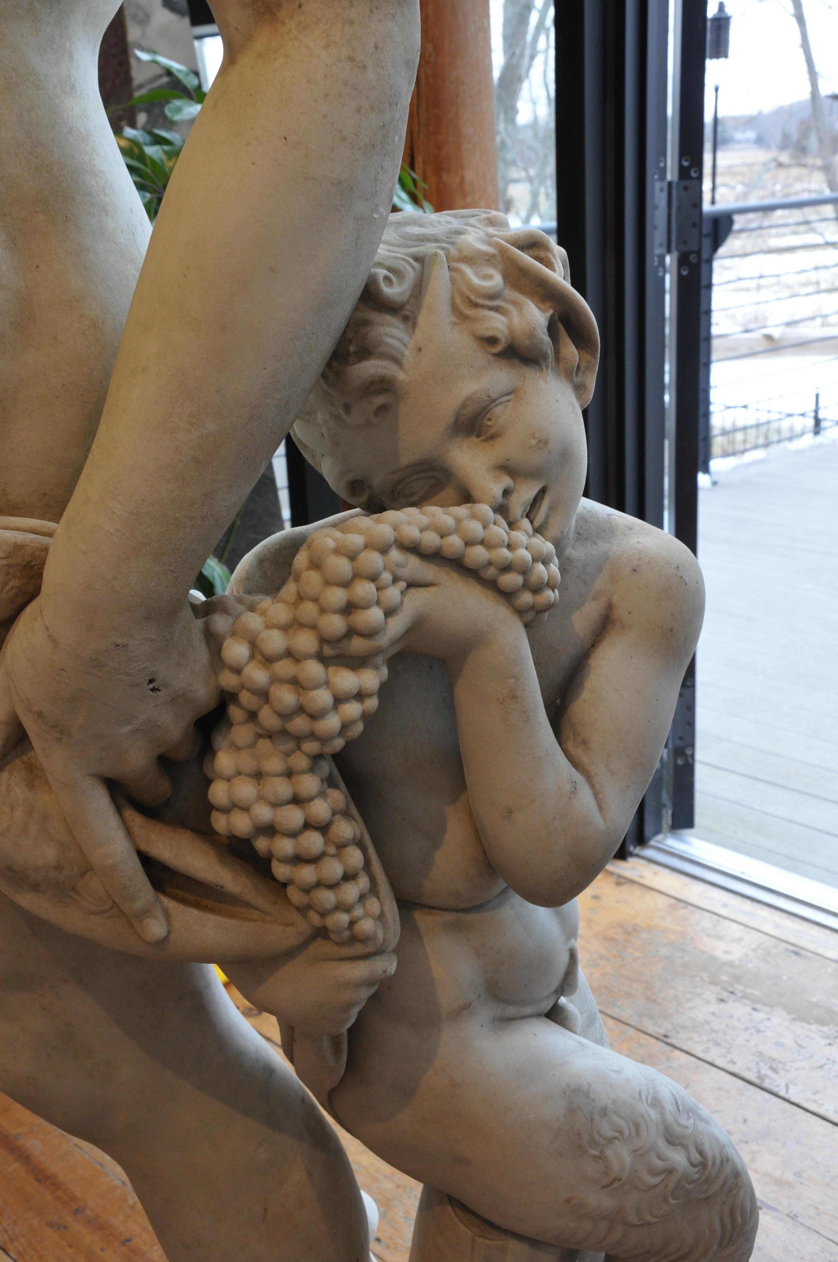 19th Century over Life-Size Marble Statue of Bacchus after Michelangelo In Good Condition For Sale In Essex, MA