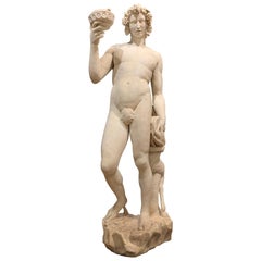 19th Century over Life-Size Marble Statue of Bacchus after Michelangelo