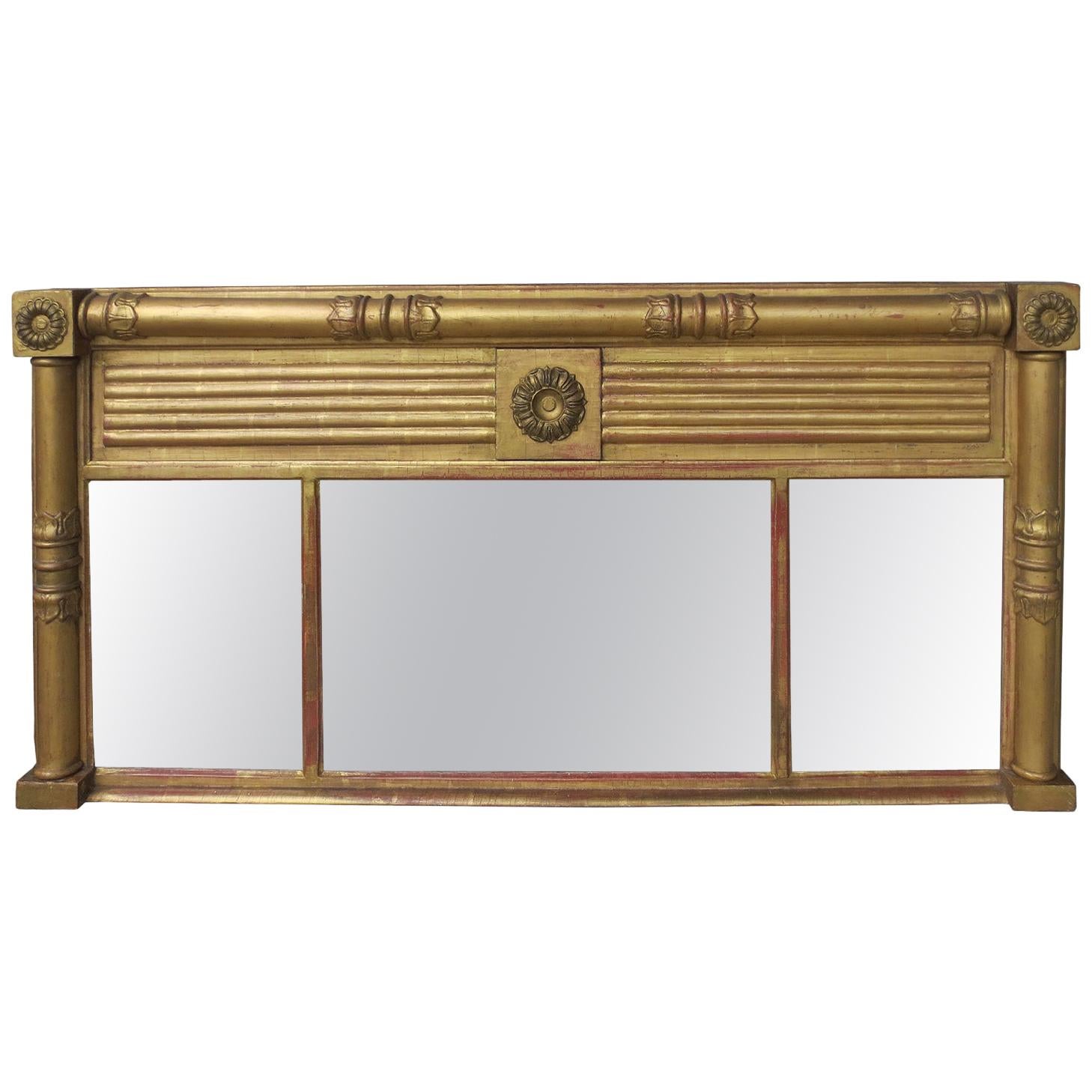 19th Century Over Mantel Mirror with Original Gilt For Sale