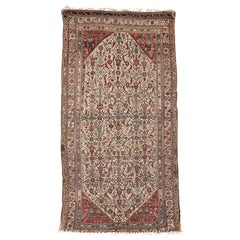 19th Century, Overall Tribal Pattern on Ivory Field, Wool Caucasian Qashqai Rug