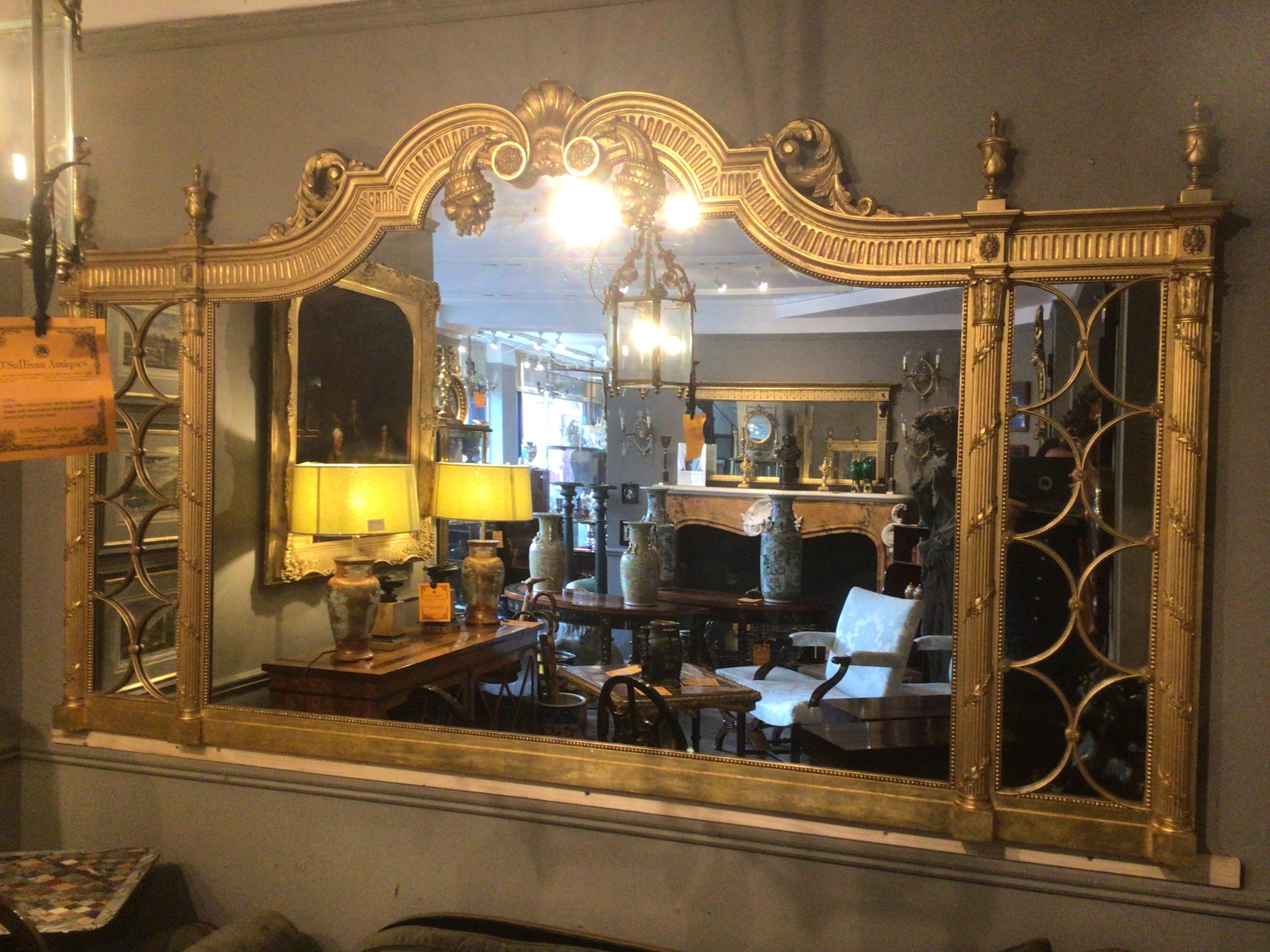 William IV 19th Century Overmantel Mirror with Elliptical Panels For Sale