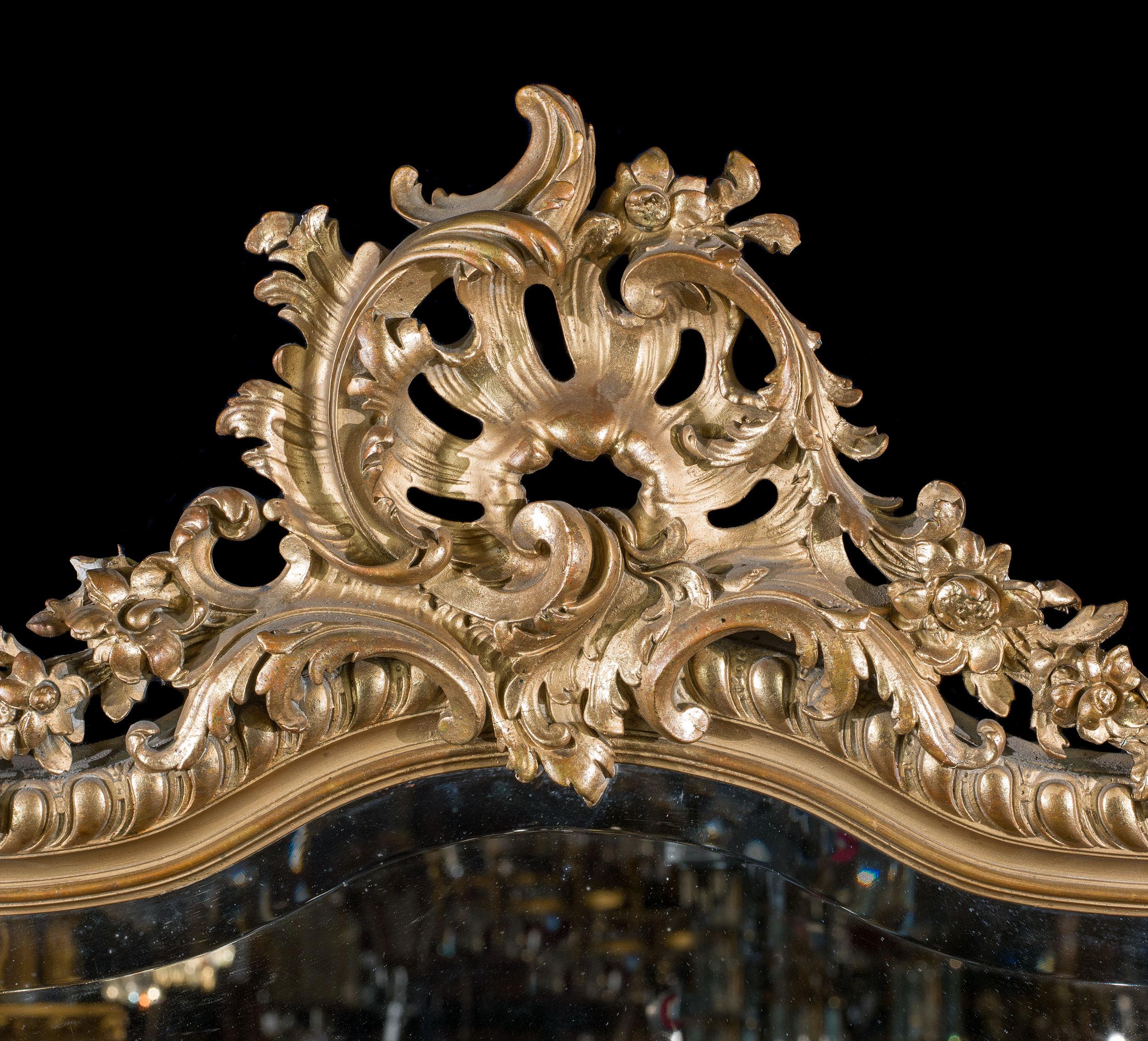 Rococo Revival 19th Century Overmantel Rococo Mirror