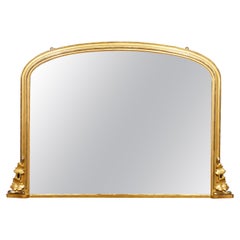 19th Century Overmantle Mirror with Low Arch in Original Condition, Good Color