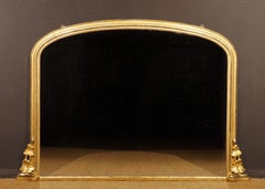 19th Century Overmantle Mirror with Low Arch in Original Condition, Good Color