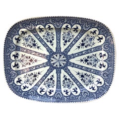 Antique 19th Century Oversize Blue & White Faience Platter Sarreguemines