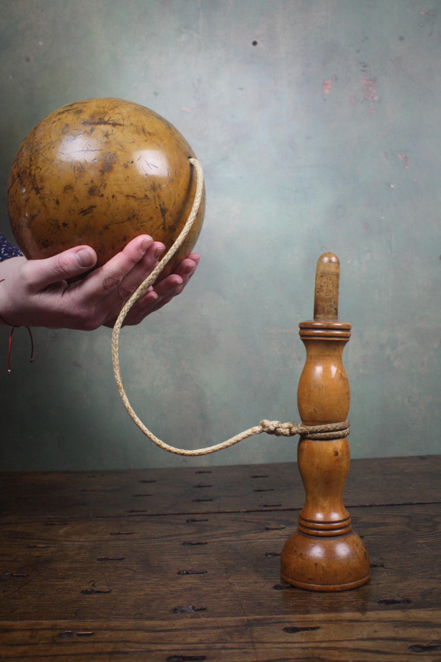 19th Century Oversized Bilbocatch Cup & Ball Trade Sample Treen Folk Art Toy  4