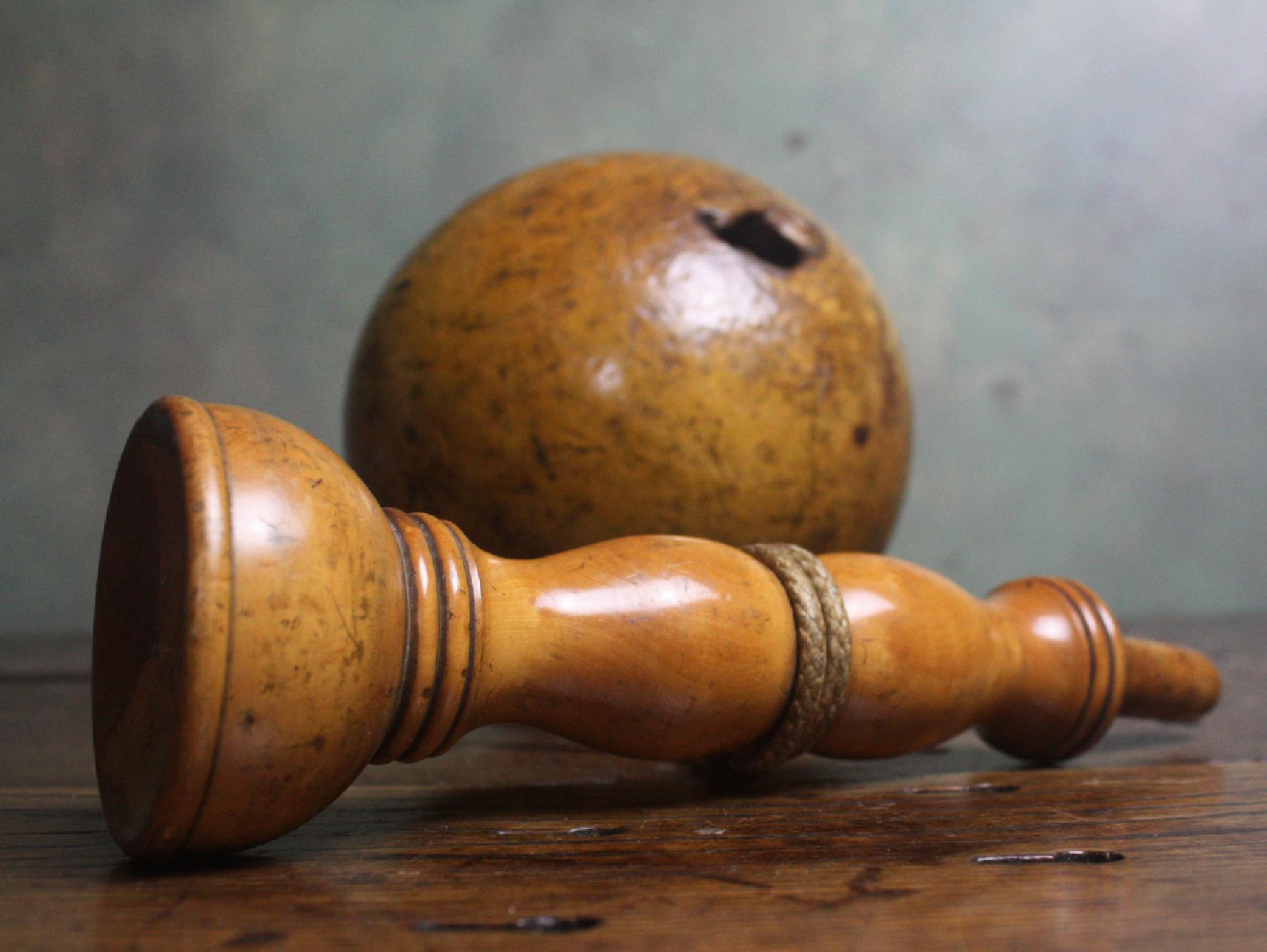 19th Century Oversized Bilbocatch Cup & Ball Trade Sample Treen Folk Art Toy  1