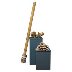 Palo per tende in legno dorato della casa di campagna del 19° secolo