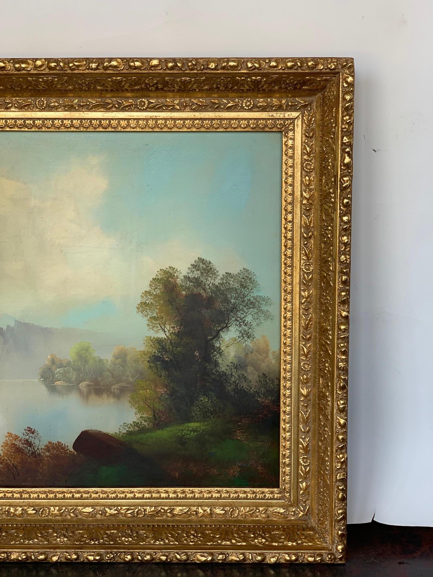American 19th Century Oversized Oil on Canvas Landscape For Sale