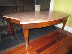 19th Century Ovoid Shaped Breche Violette Marble Federal Mahogany Coffee Table