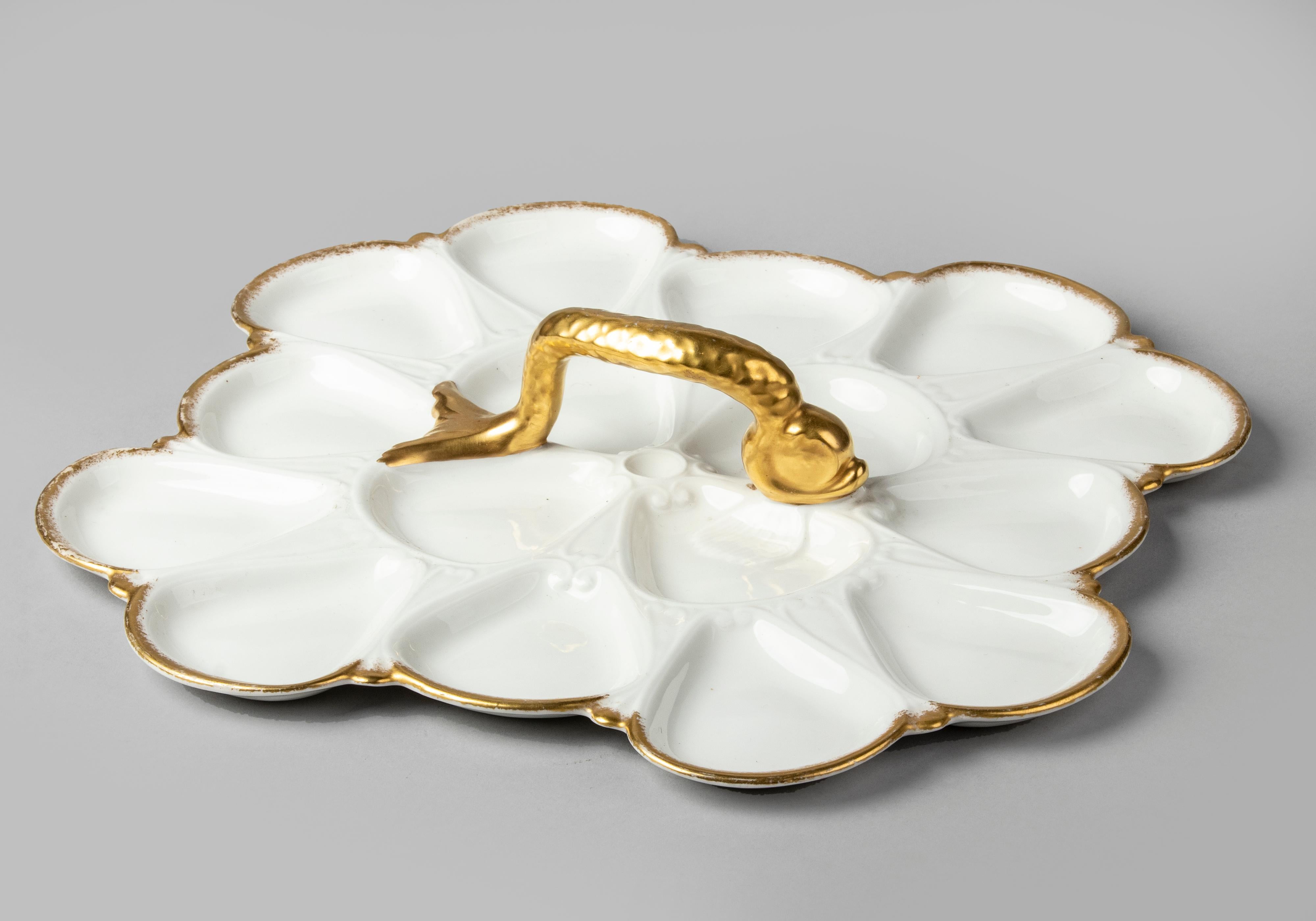 Belle Époque 19th Century Oyster Serving Plate by Limoges