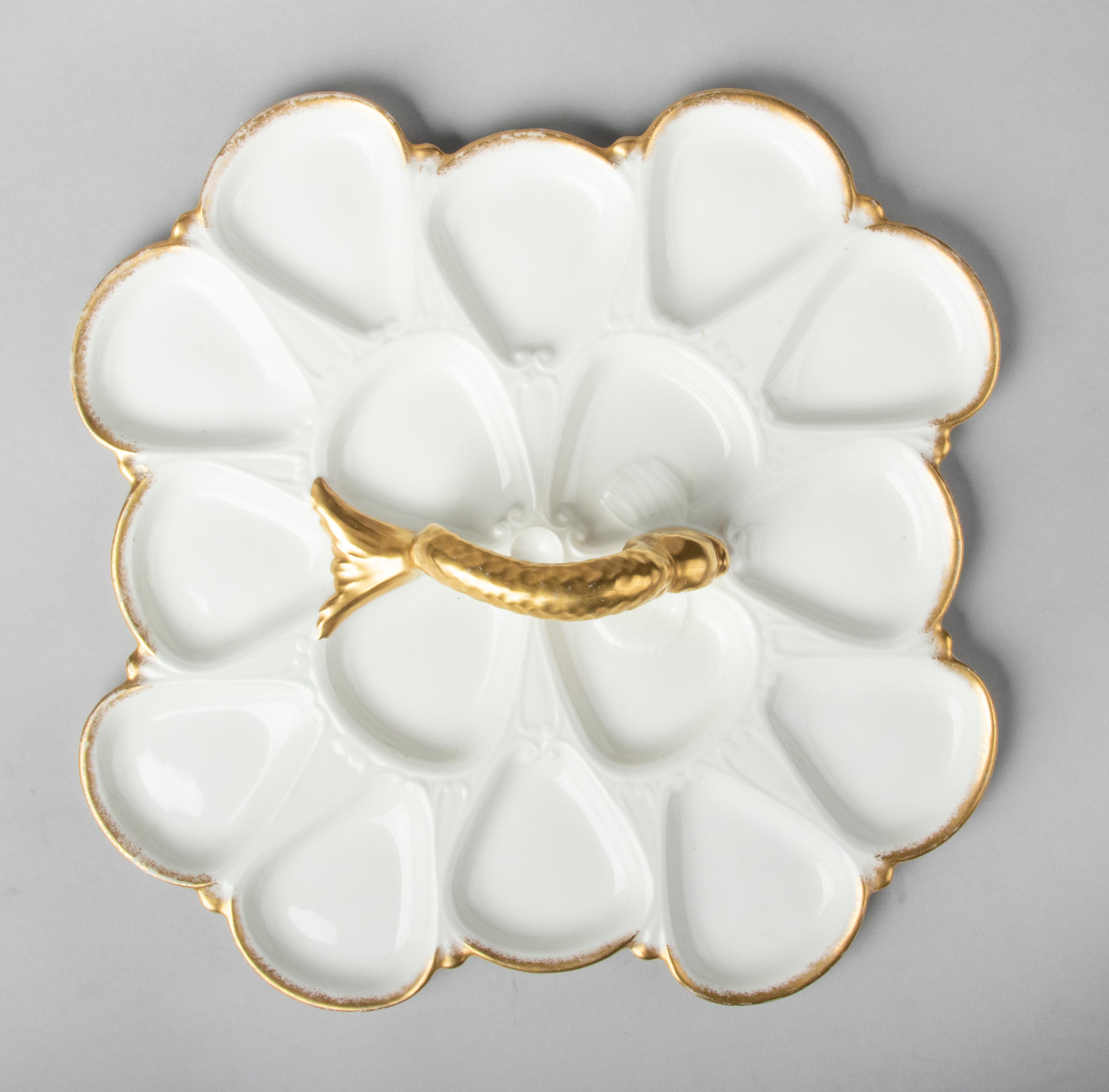 Hand-Crafted 19th Century Oyster Serving Plate by Limoges