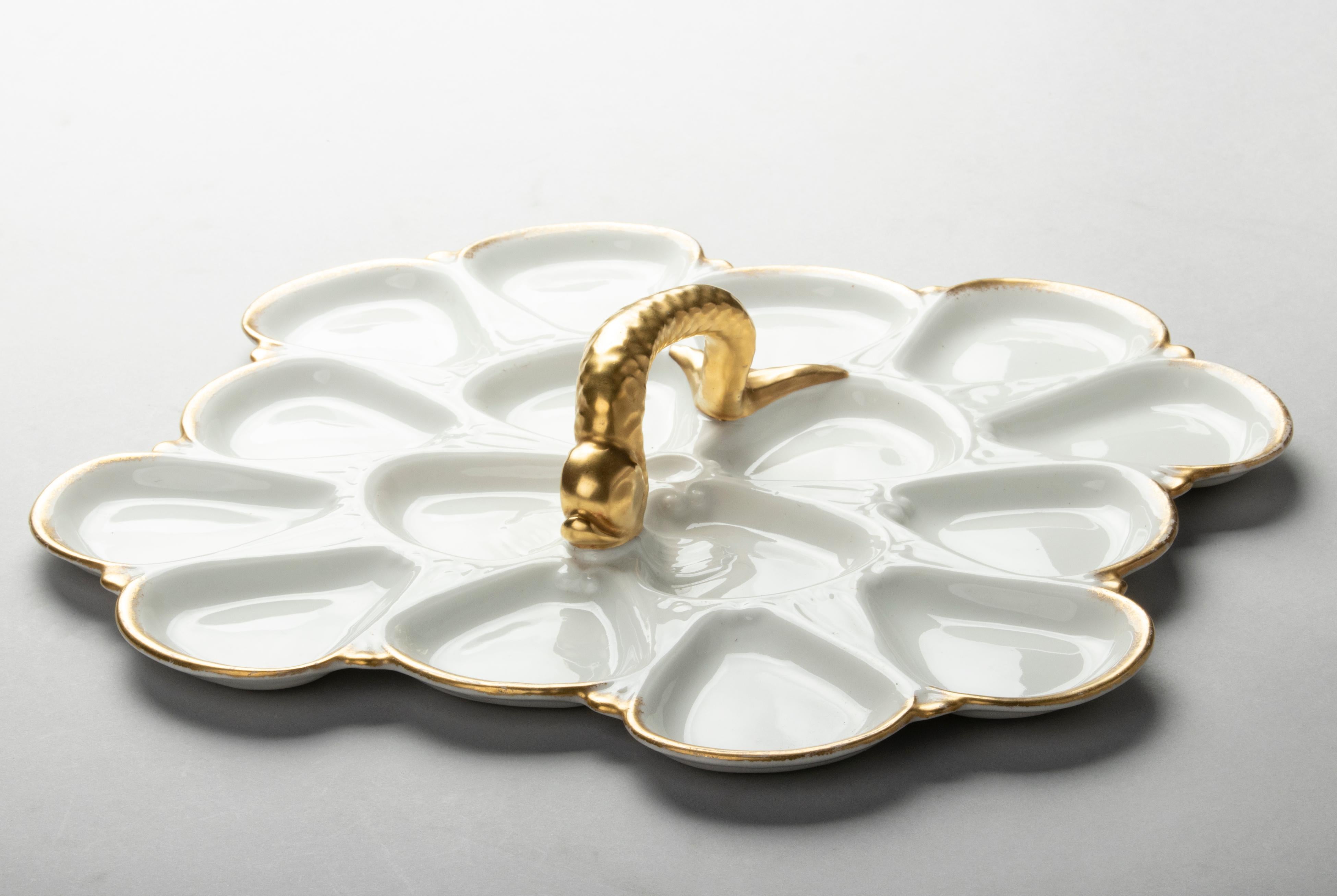 19th Century Oyster Serving Plate by Limoges In Good Condition In Casteren, Noord-Brabant