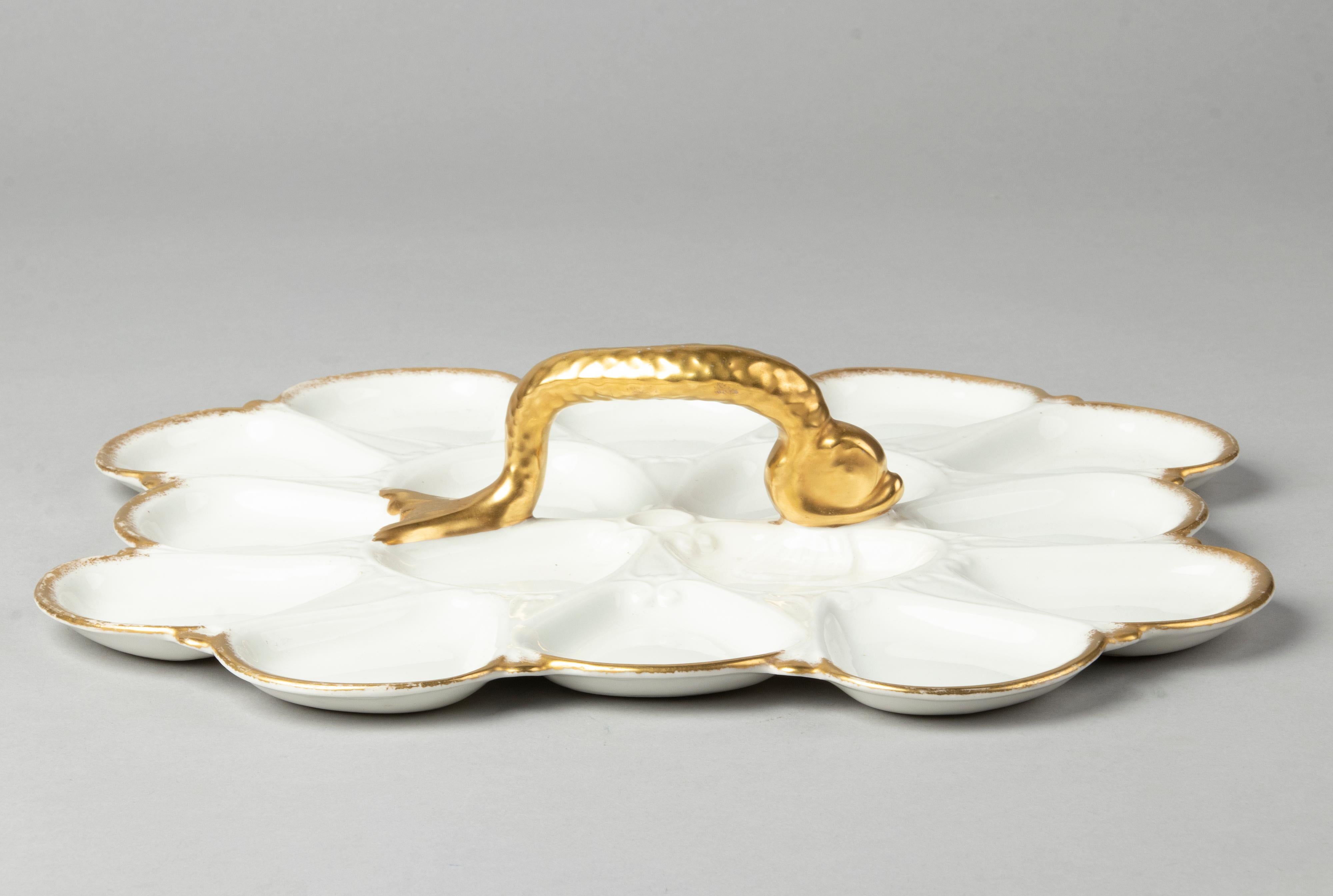 Porcelain 19th Century Oyster Serving Plate by Limoges