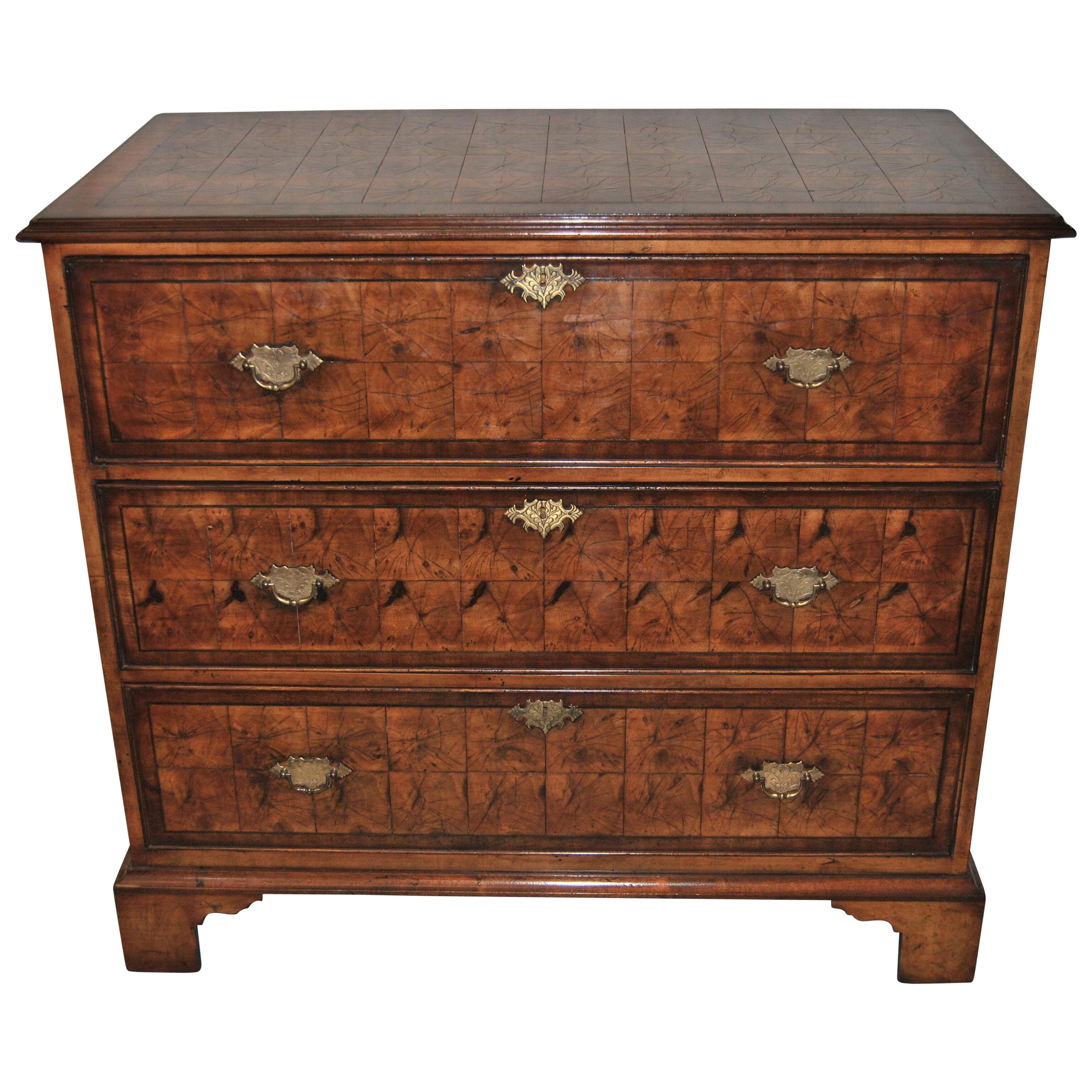 19th Century Oyster Walnut Butlers Chest