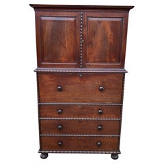 19th Century Padouk Anglo-Indian Campaign Chest with Secretaire & Cupboard