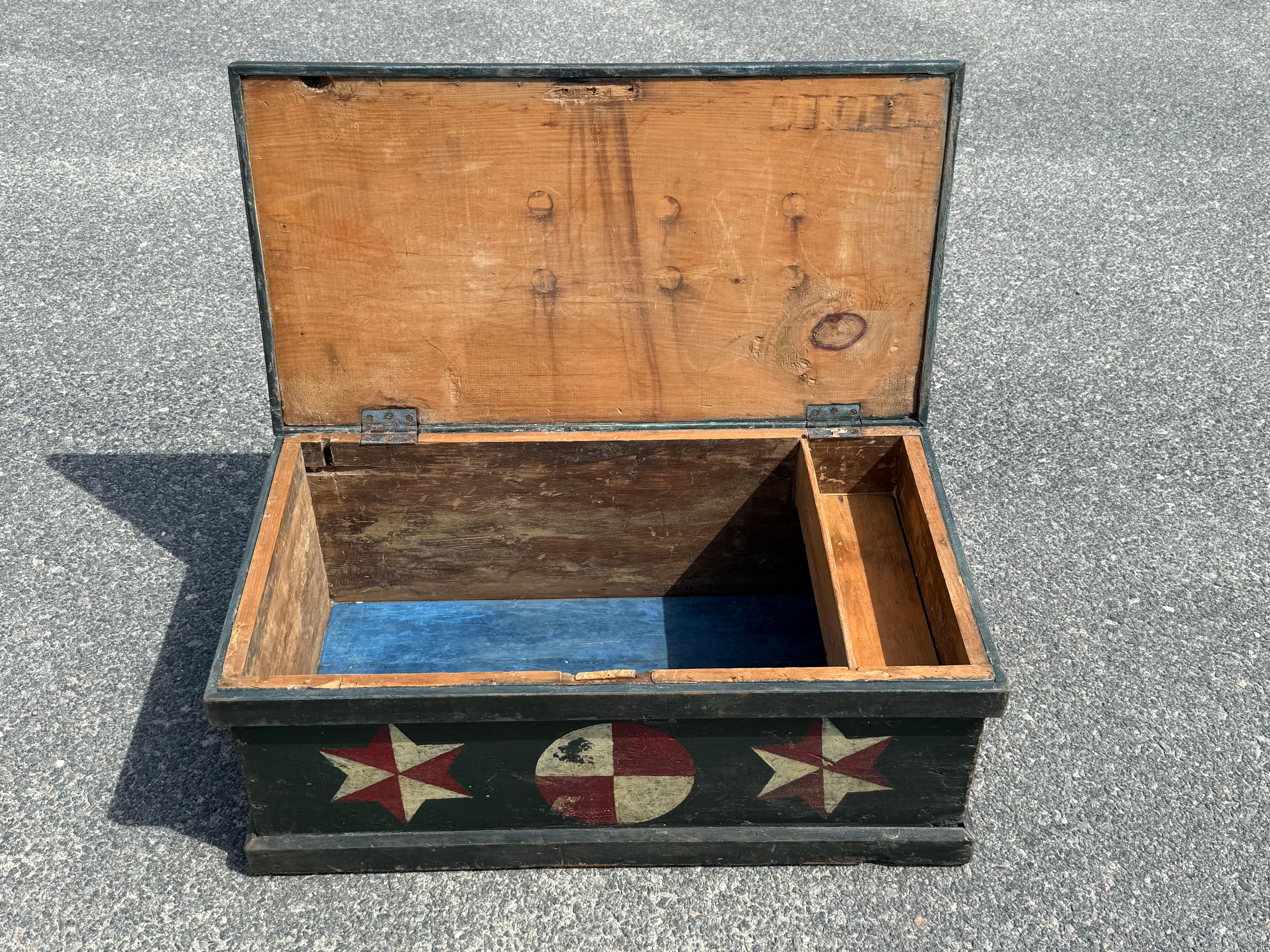 19th Century Paint Decorated Sea Chest In Good Condition For Sale In Nantucket, MA