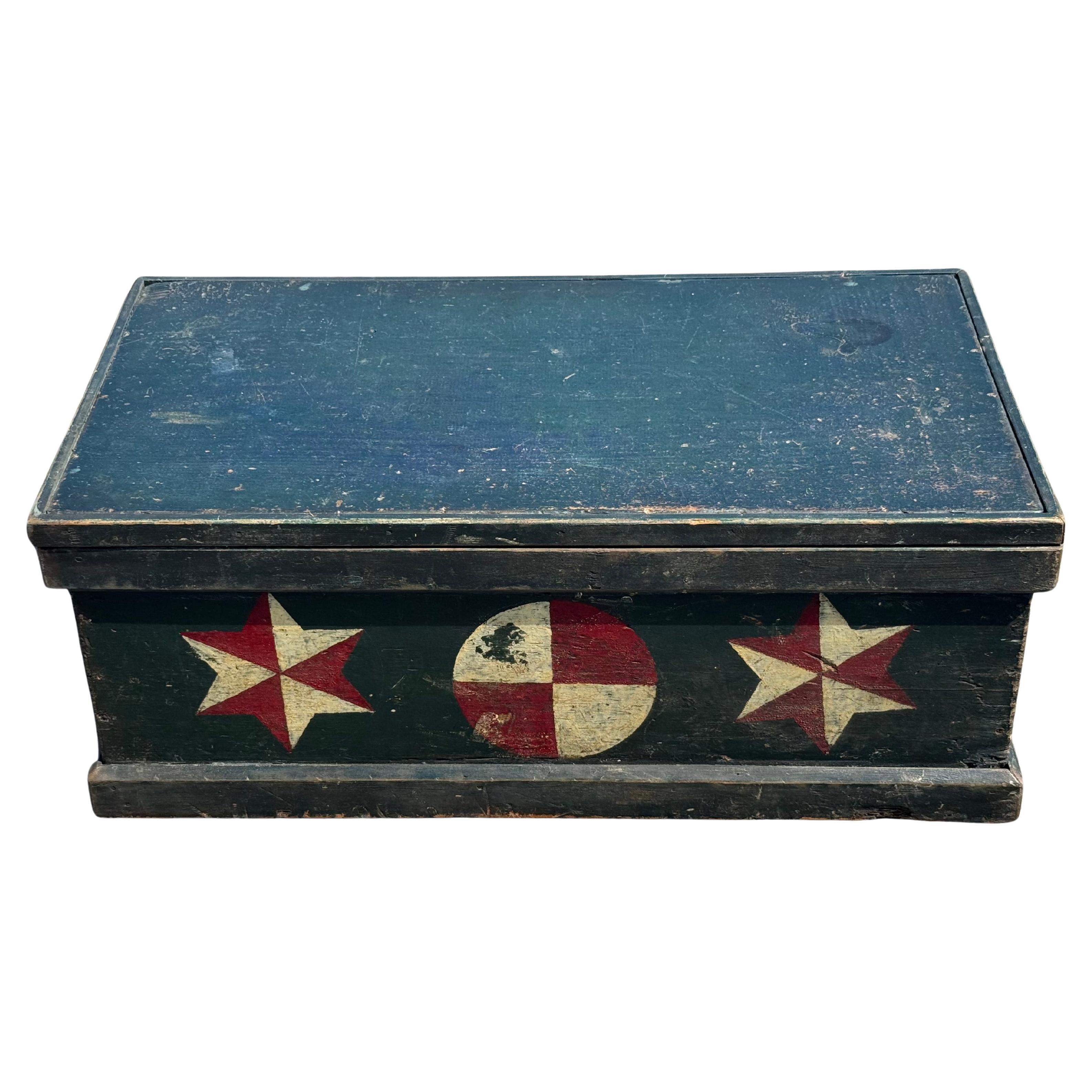 19th Century Paint Decorated Sea Chest For Sale