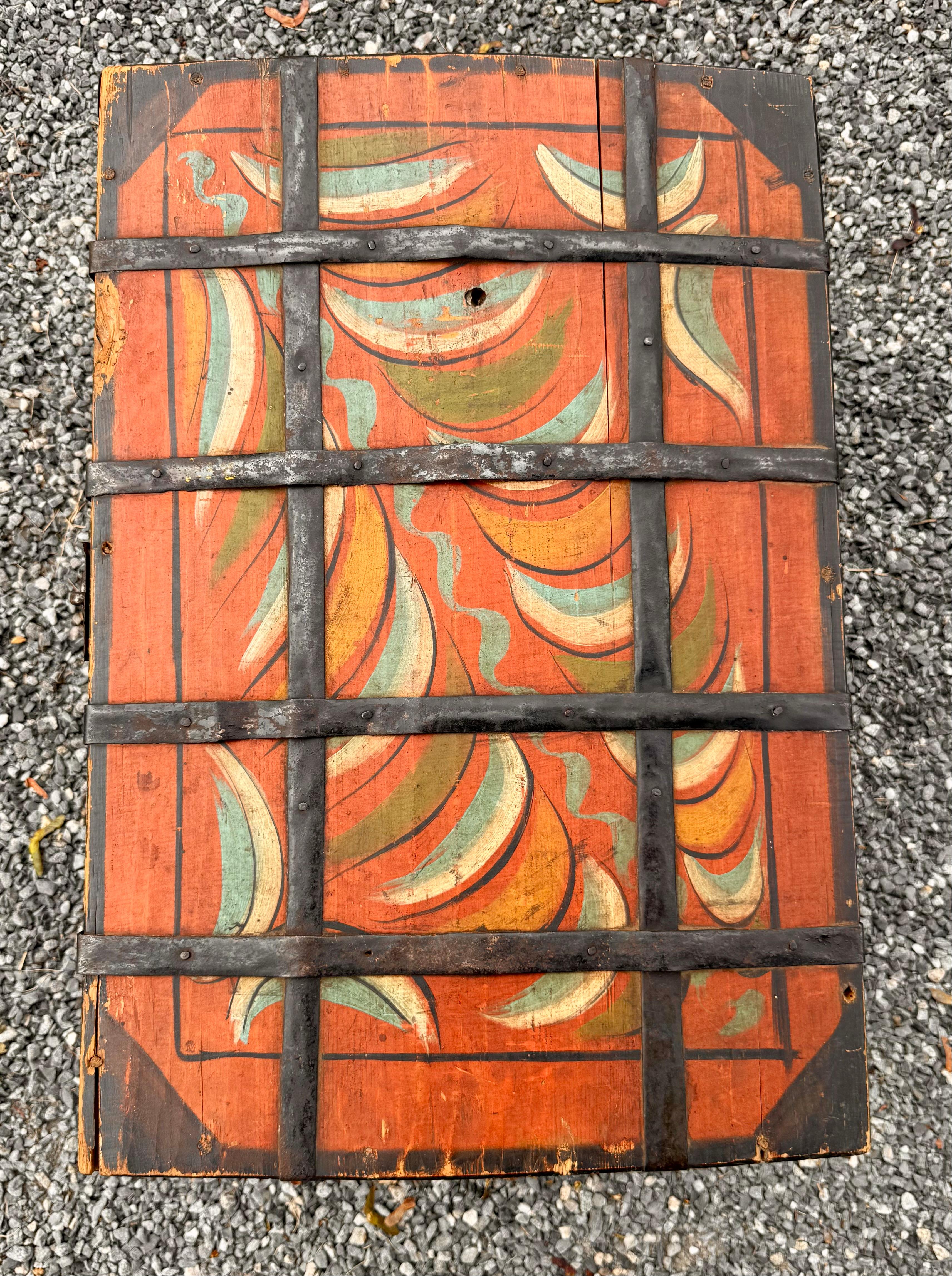 19th Century Paint Decorated Storage Box For Sale 1