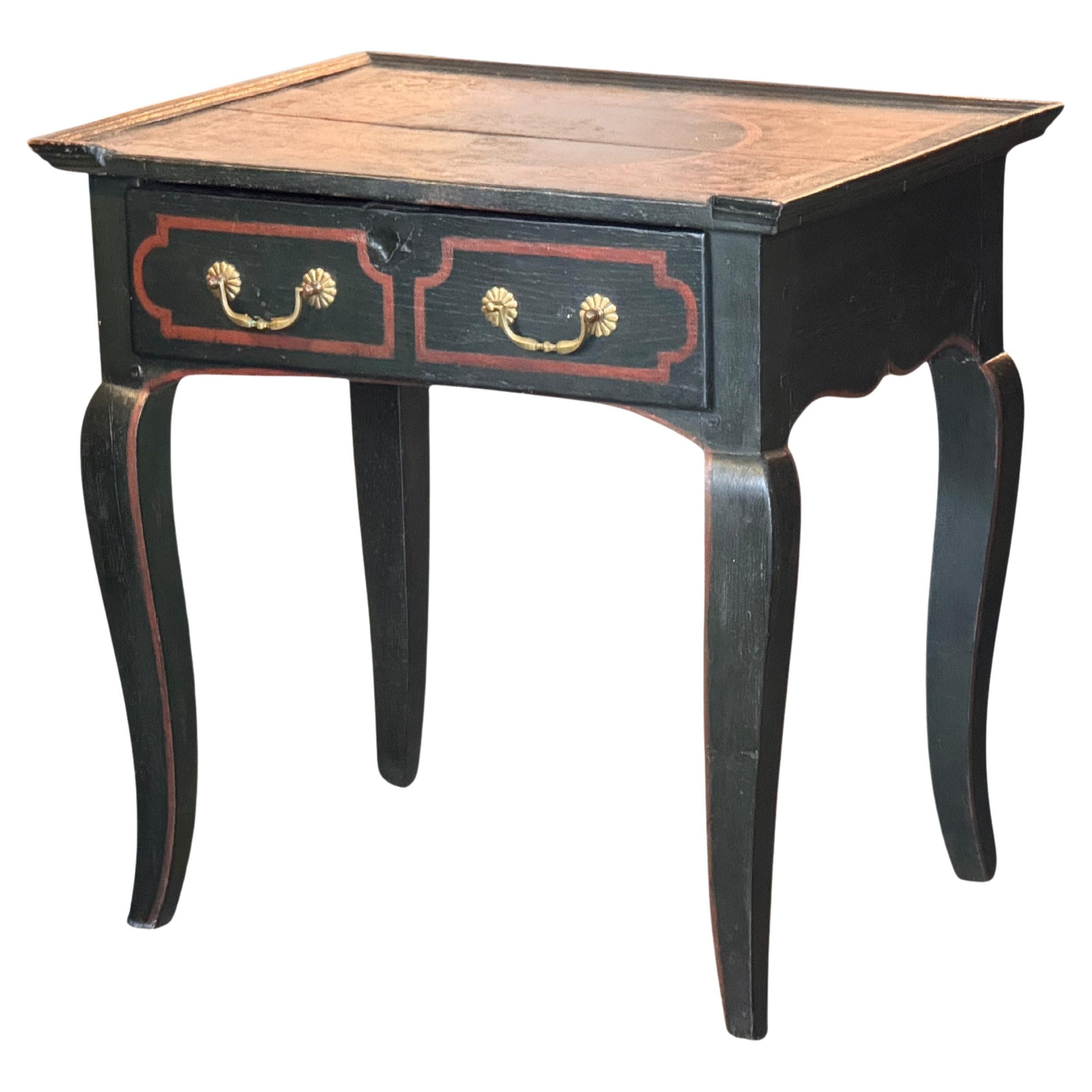19th Century Paint-Decorated Table With Raised-Edge Top