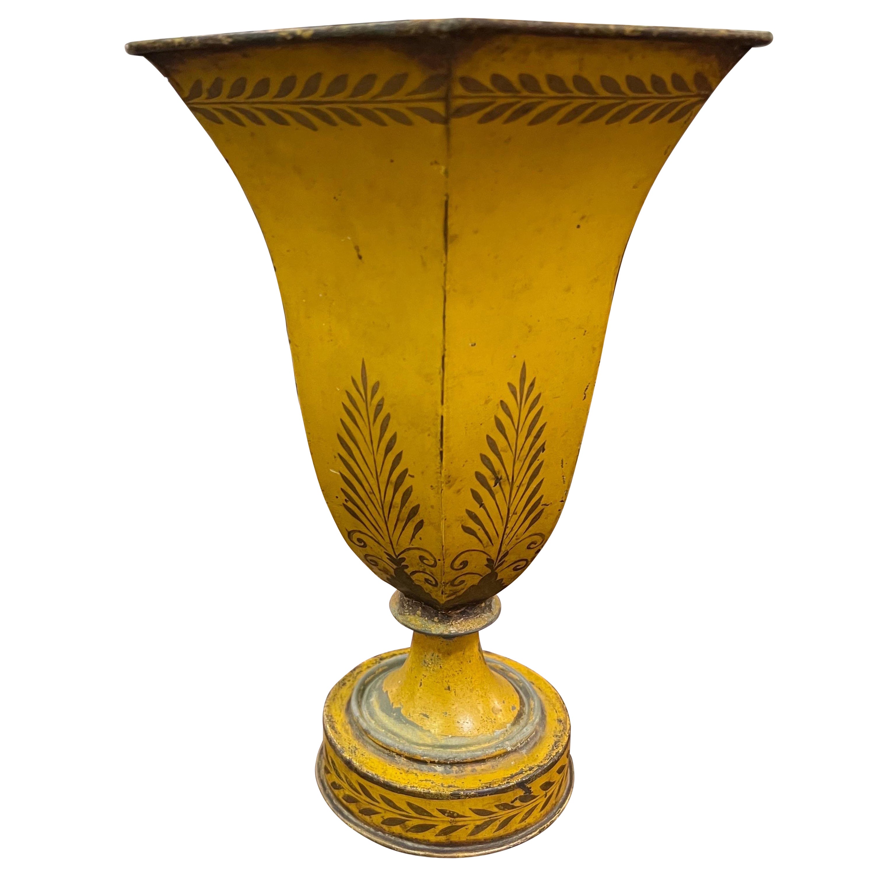 Urne en tôle décorée de peinture du 19ème siècle